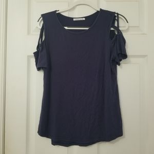 Navy Criss Cross Sholder Tee